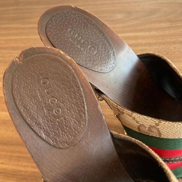 Gucci GG Monogram Canvas Horsebit Wood Platform Mules EU 36 - Picture 6 of 6